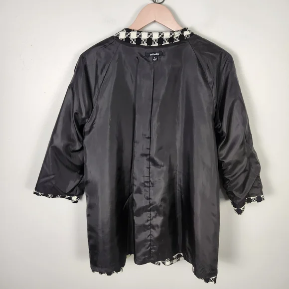 NWOT Rafaella Black & White Plaid Wool Blend Longline Blazer Jacket Size L #0525 - Picture 8 of 11